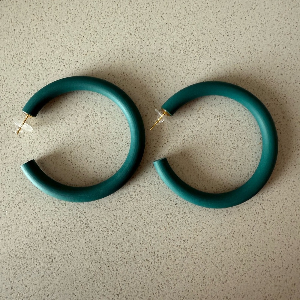 Green Hoop Earrings